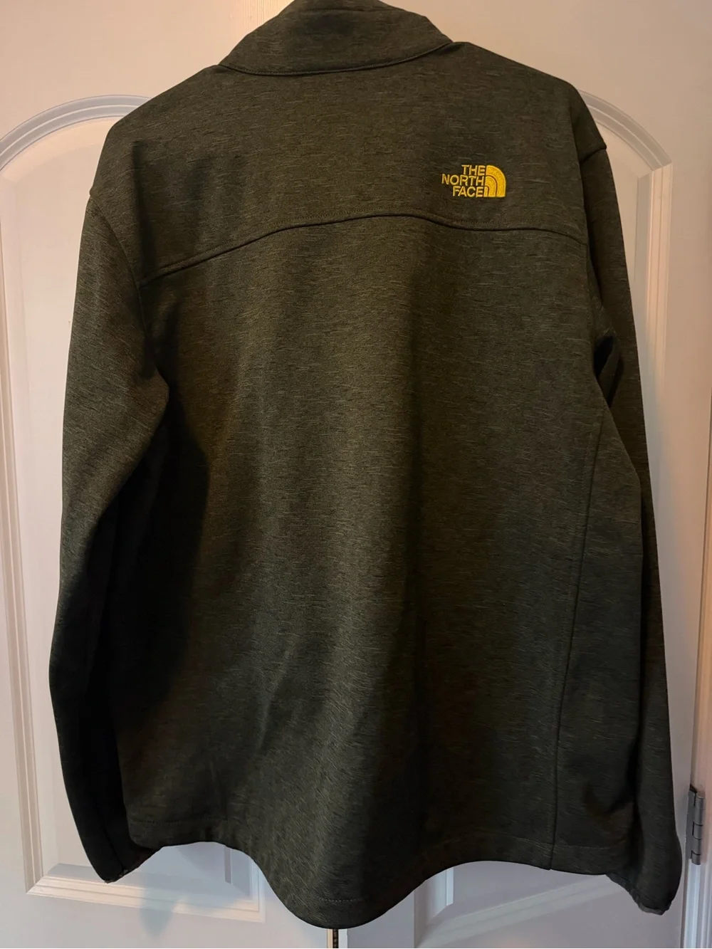 The North Face Olive Green Jacket with Yellow Trim